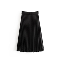 Casual Waist Pleated Midi Skirt With Belt Mssza
