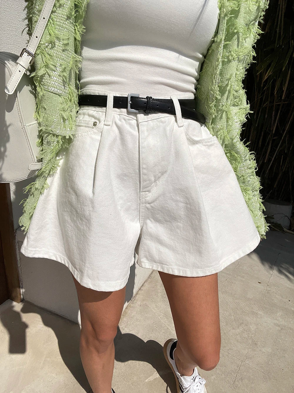 Casual Washed High Waist A-line Denim Shorts Pocket Loose Wide Leg Jeans Shorts Mssza