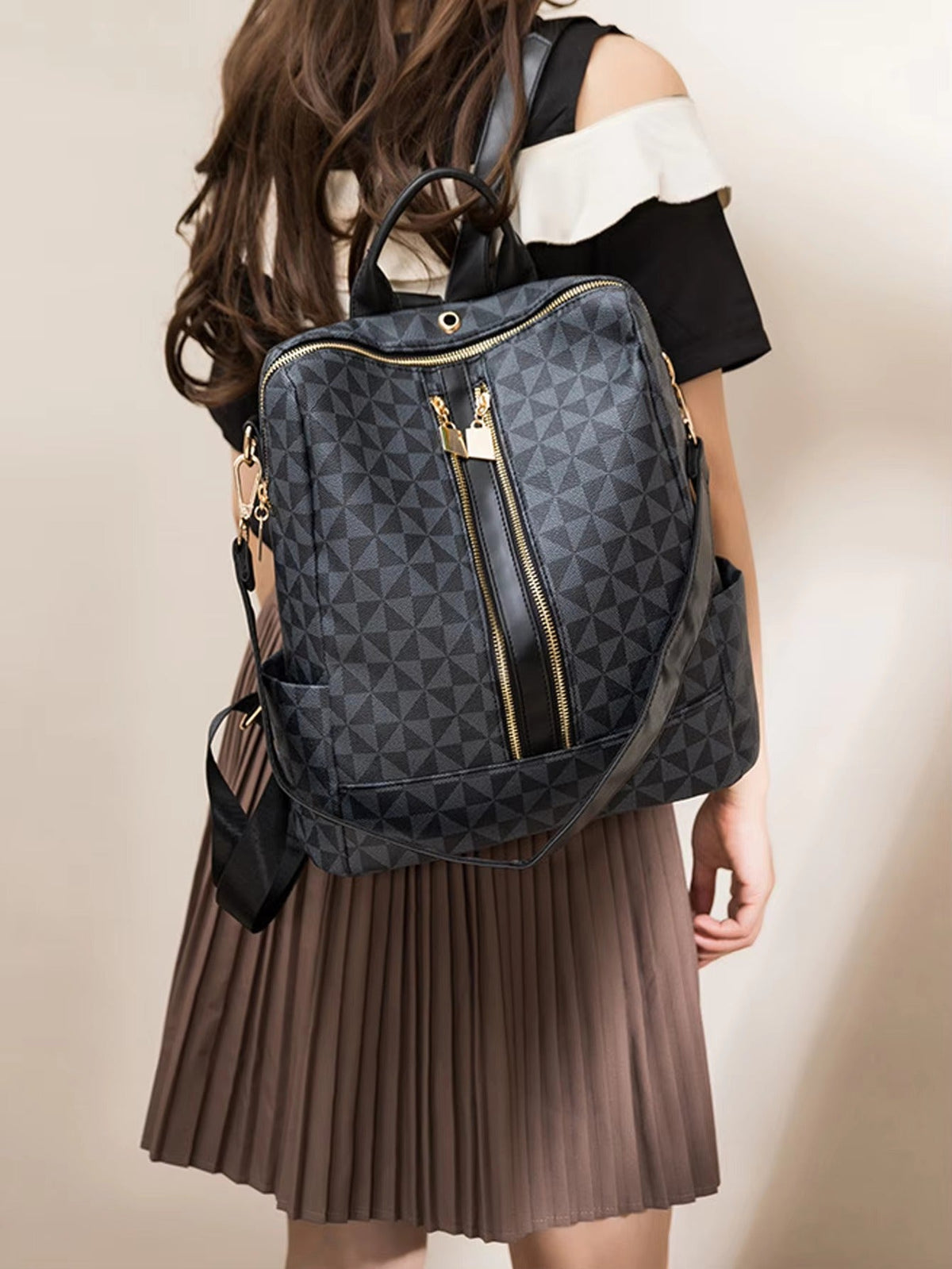 Casual Waterproof Double Shoulder 2 Piece Set Backpack Mssza