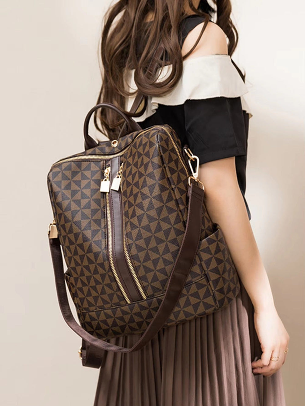 Casual Waterproof Double Shoulder 2 Piece Set Backpack Mssza