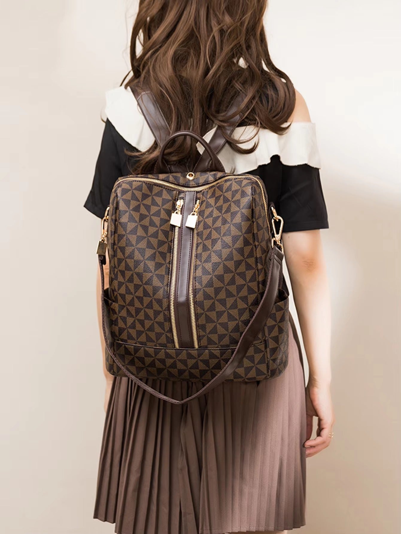 Casual Waterproof Double Shoulder 2 Piece Set Backpack Mssza