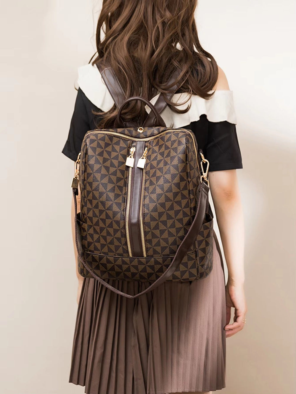 Casual Waterproof Double Shoulder 2 Piece Set Backpack Mssza