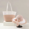 Casual Wide Brim Bow Straw Sun Straw Hat Fashionable Retro Tote Bag Tow-pieces Set Mssza