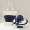 Casual Wide Brim Bow Straw Sun Straw Hat Fashionable Retro Tote Bag Tow-pieces Set Mssza