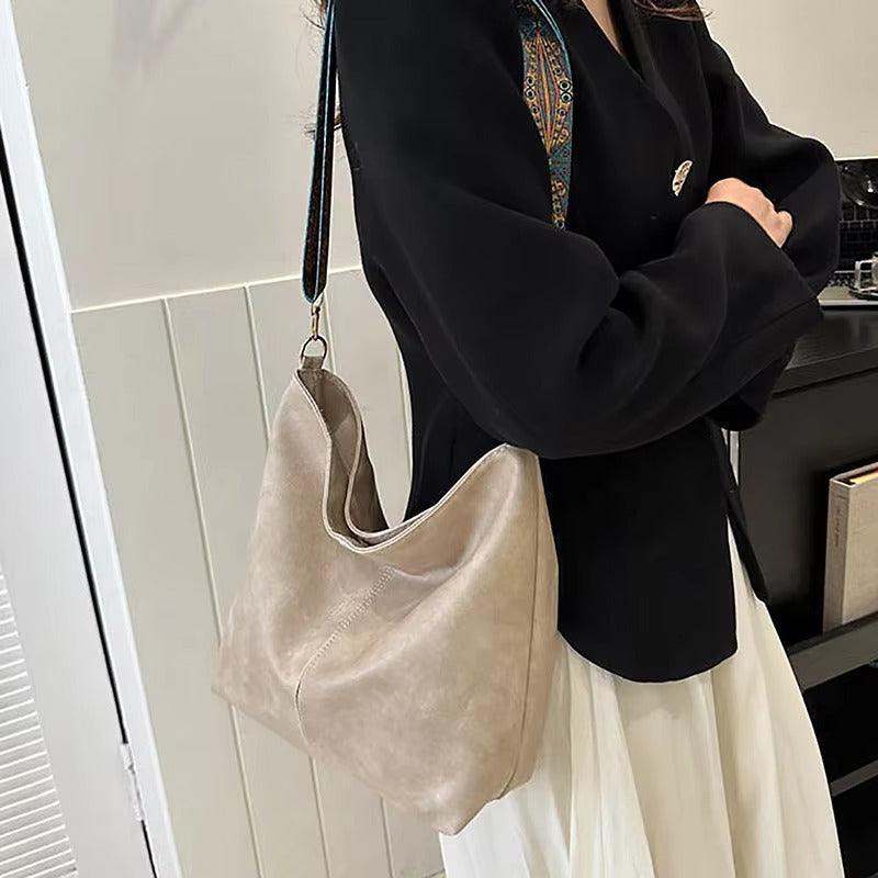 Casual Wide Geometric Strap Large Capacity Shoulder Bag Mssza