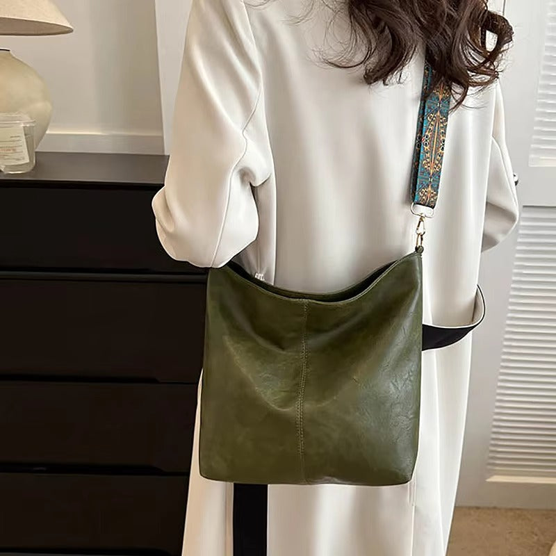 Casual Wide Geometric Strap Large Capacity Shoulder Bag Mssza