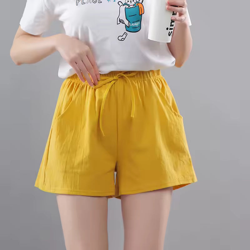 Casual Wide Leg Drawstring Cotton Elastic Waist Biker Shorts Mssza