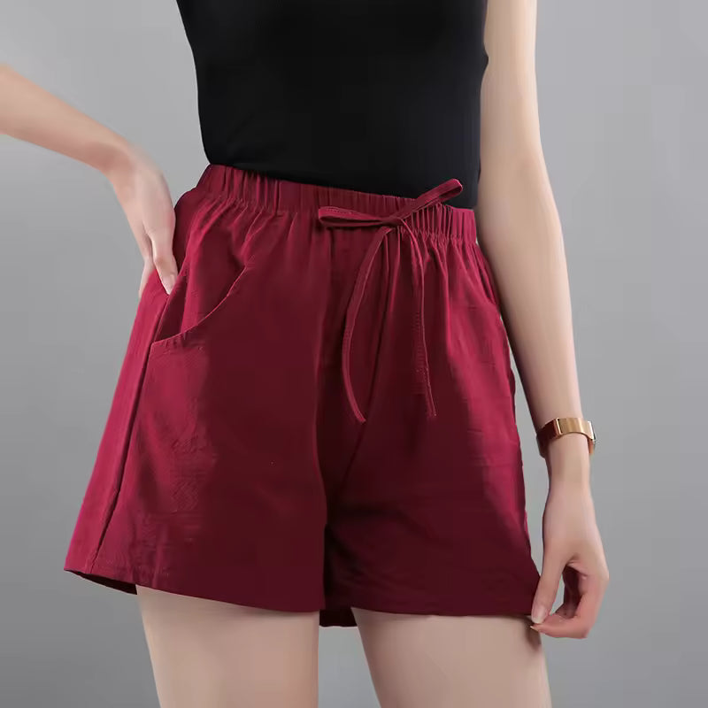 Casual Wide Leg Drawstring Cotton Elastic Waist Biker Shorts Mssza