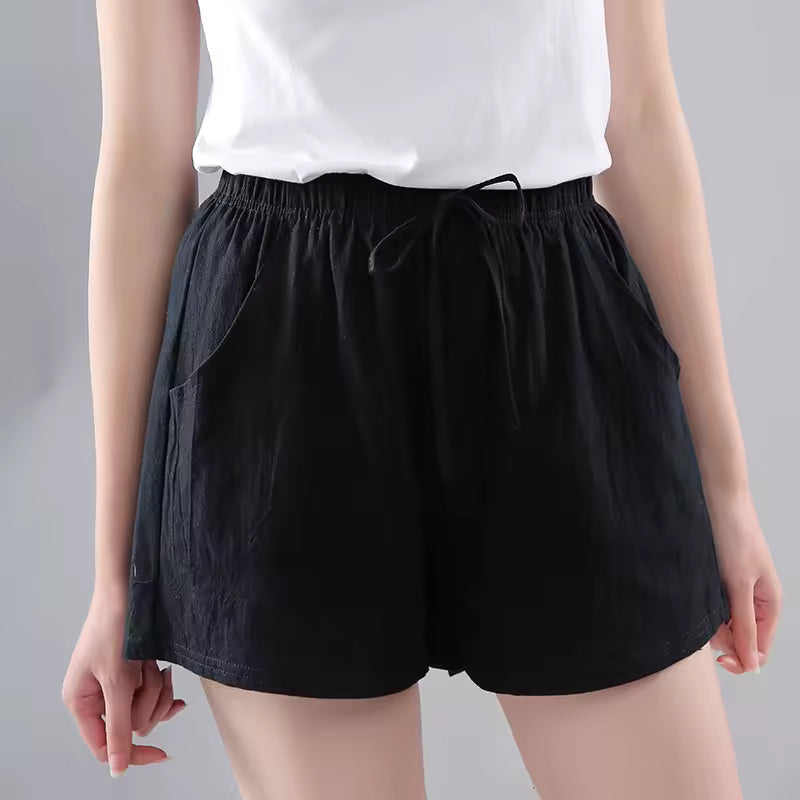 Casual Wide Leg Drawstring Cotton Elastic Waist Biker Shorts Mssza