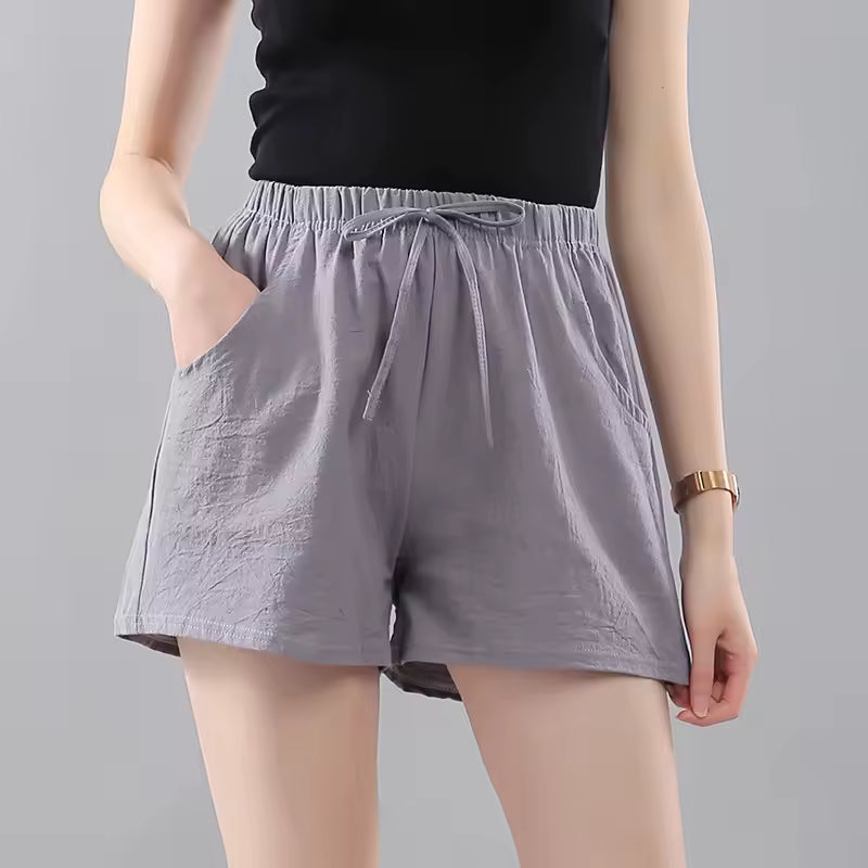 Casual Wide Leg Drawstring Cotton Elastic Waist Biker Shorts Mssza