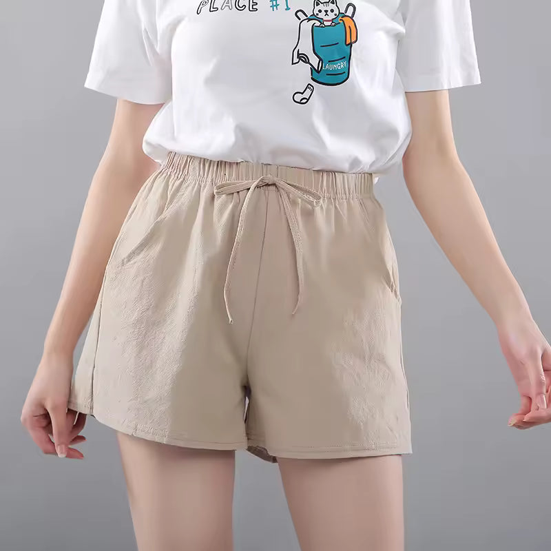 Casual Wide Leg Drawstring Cotton Elastic Waist Biker Shorts Mssza