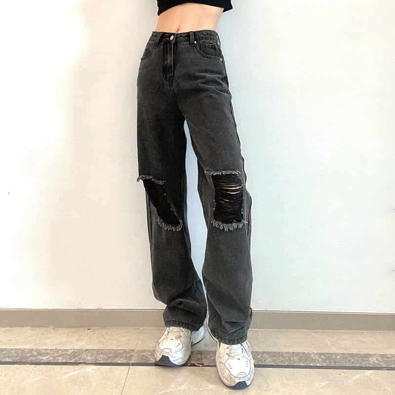 Casual Wide Leg High Waist Streetwear Loose Jeans Mssza