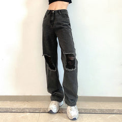 Casual Wide Leg High Waist Streetwear Loose Jeans Mssza