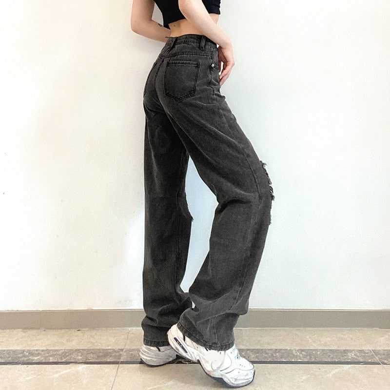 Casual Wide Leg High Waist Streetwear Loose Jeans Mssza