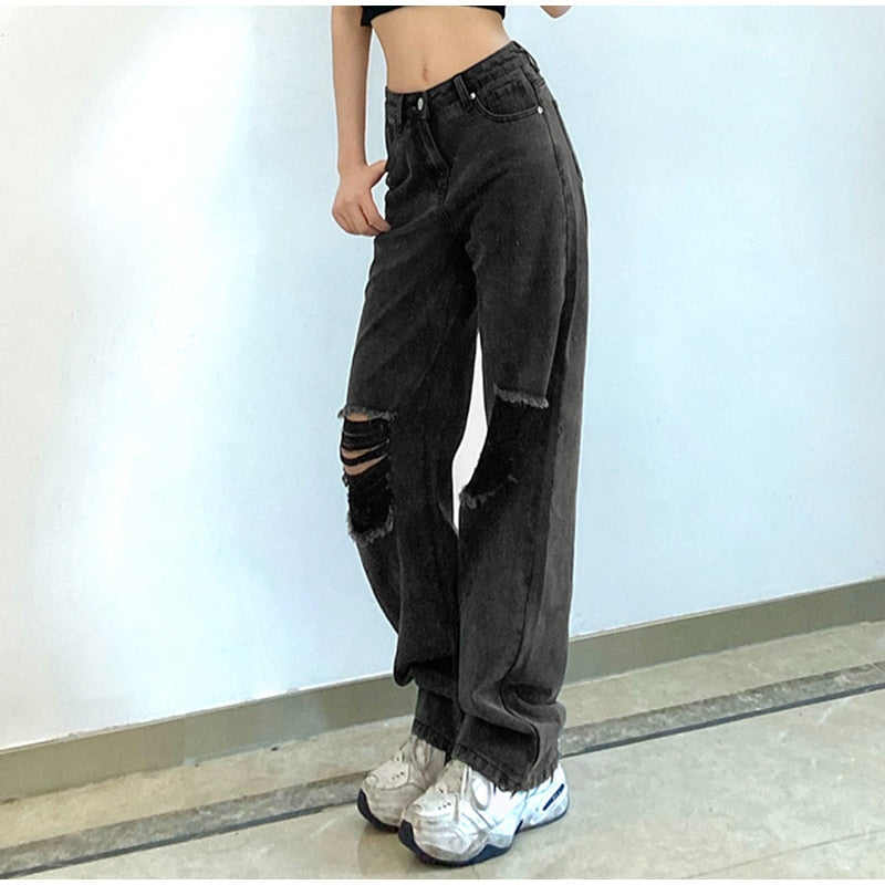 Casual Wide Leg High Waist Streetwear Loose Jeans Mssza