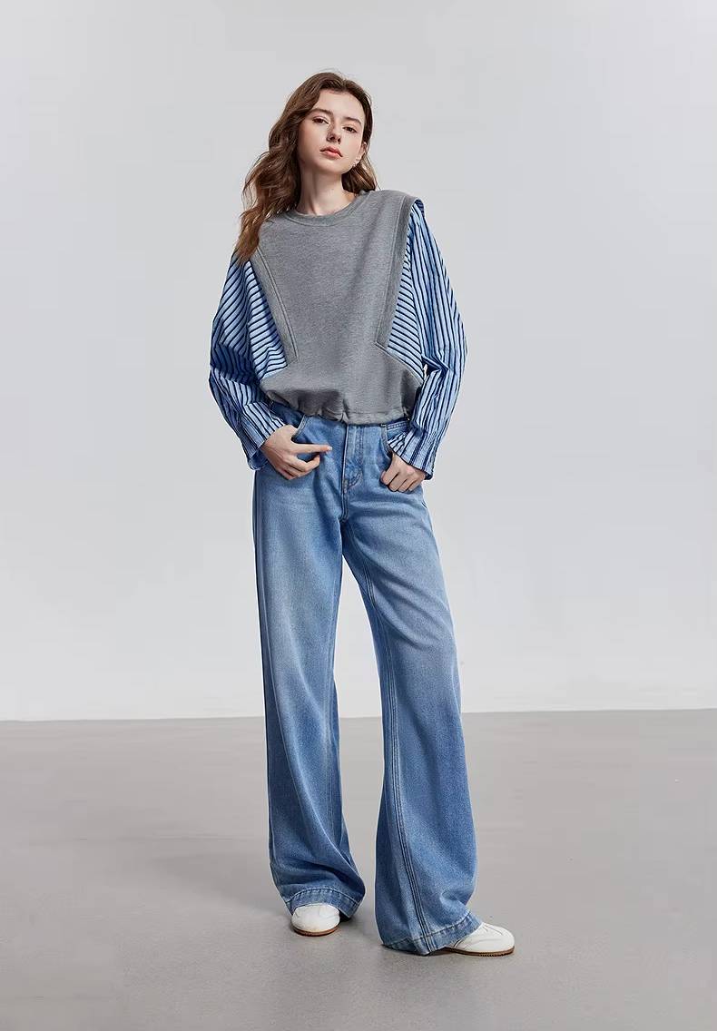 Casual Splicing Round Neck Pullover With Pockets Sweatshirt Mssza