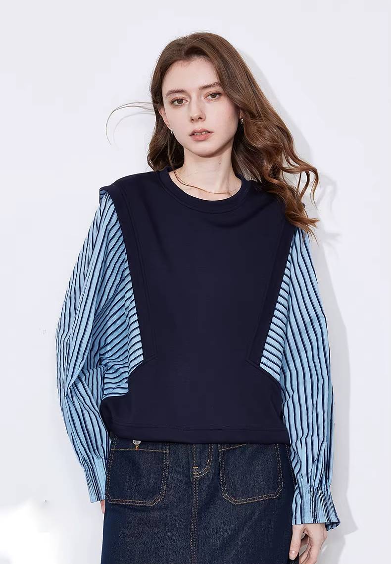 Casual Splicing Round Neck Pullover With Pockets Sweatshirt Mssza