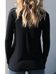 Casual Women Solid Color V-Neck Long Sleeve Blouse Mssza