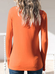 Casual Women Solid Color V-Neck Long Sleeve Blouse Mssza
