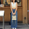 Casual Woven Solid High Waist A-LINE Beading Floor-Length Skirt Mssza