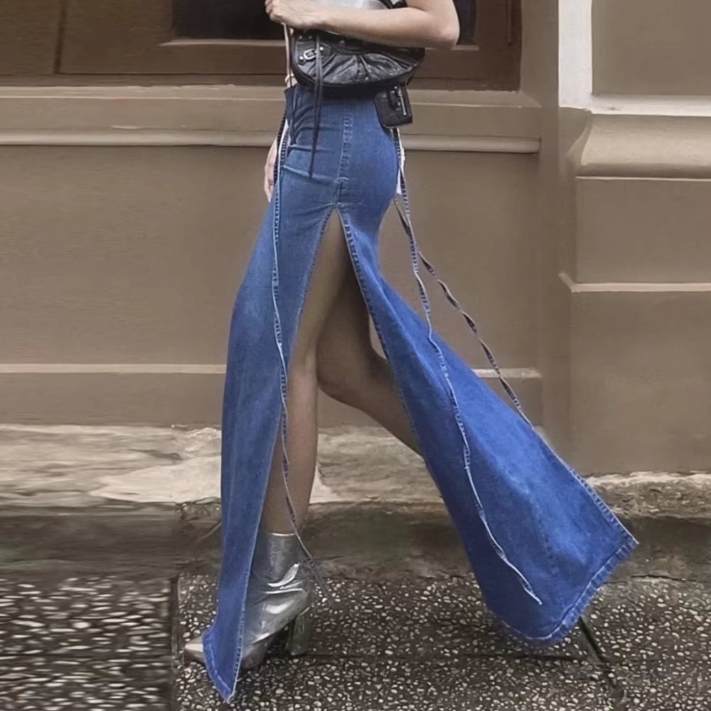 Casual Woven Solid High Waist A-LINE Beading Floor-Length Skirt Mssza