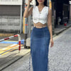 Casual Woven Solid High Waist A-LINE Beading Floor-Length Skirt Mssza
