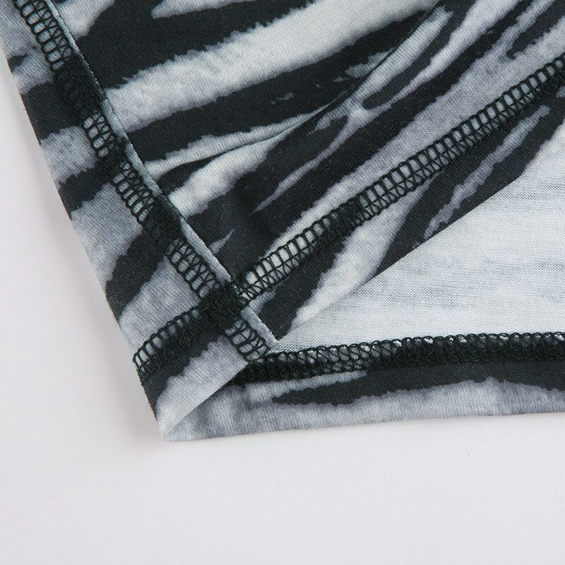 Casual Zebra O-Neck Long Sleeve Crop Top Mssza