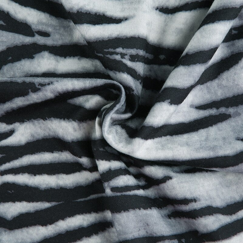 Casual Zebra O-Neck Long Sleeve Crop Top Mssza