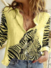 Casual Zebra Stripe Button Printed Long Sleeve Vintage Daily Basic Shirt Mssza