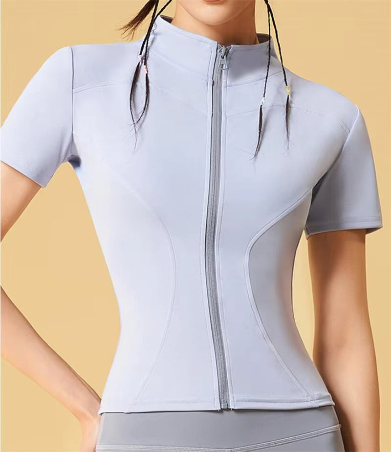 Casual Zip Up Zipper Breathable Yoga Tops Mssza