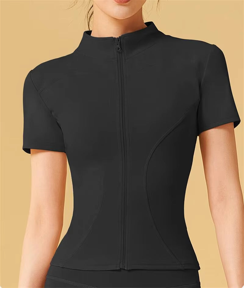 Casual Zip Up Zipper Breathable Yoga Tops Mssza