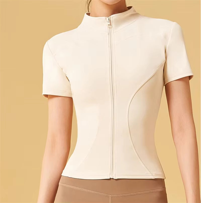 Casual Zip Up Zipper Breathable Yoga Tops Mssza