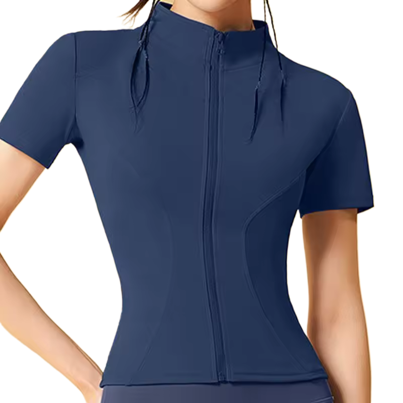 Casual Zip Up Zipper Breathable Yoga Tops Mssza