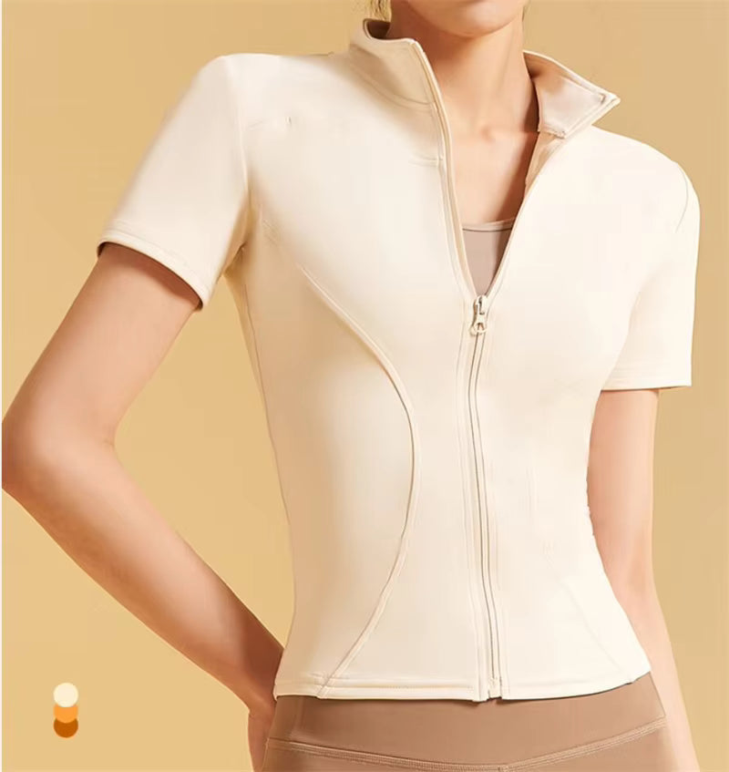Casual Zip Up Zipper Breathable Yoga Tops Mssza