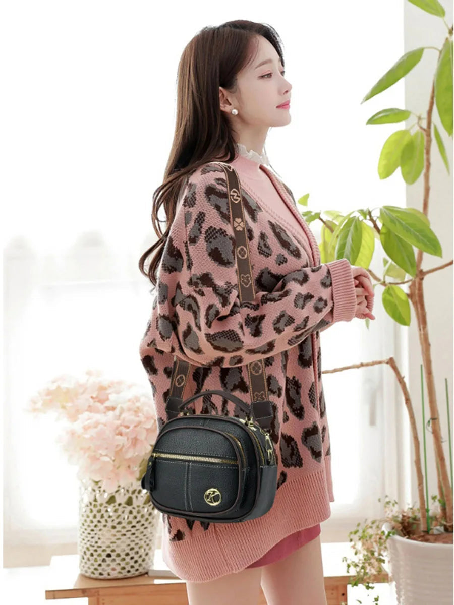 Casual Zipper Closure Faux Leather Solid Color Polyester Lining Mini Chic Crossbody Shoulder Bag Mssza