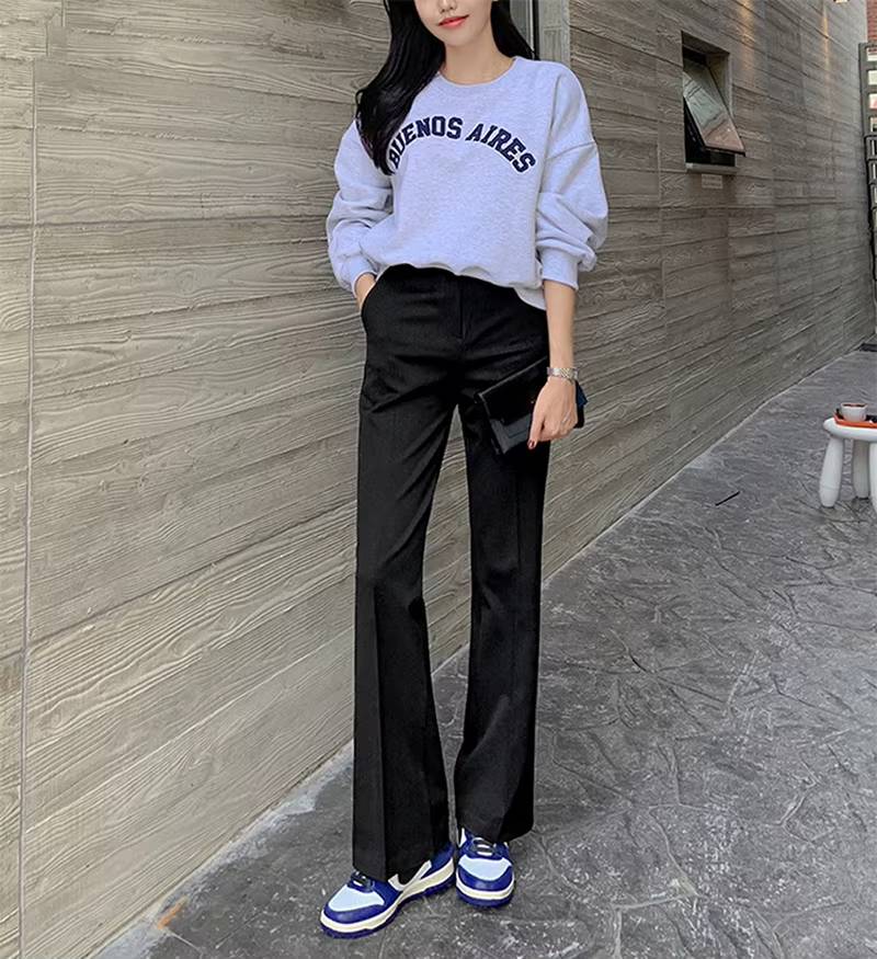 Casual Zipper Fly High Waist Flare With Pockets Wide Leg Pants Mssza