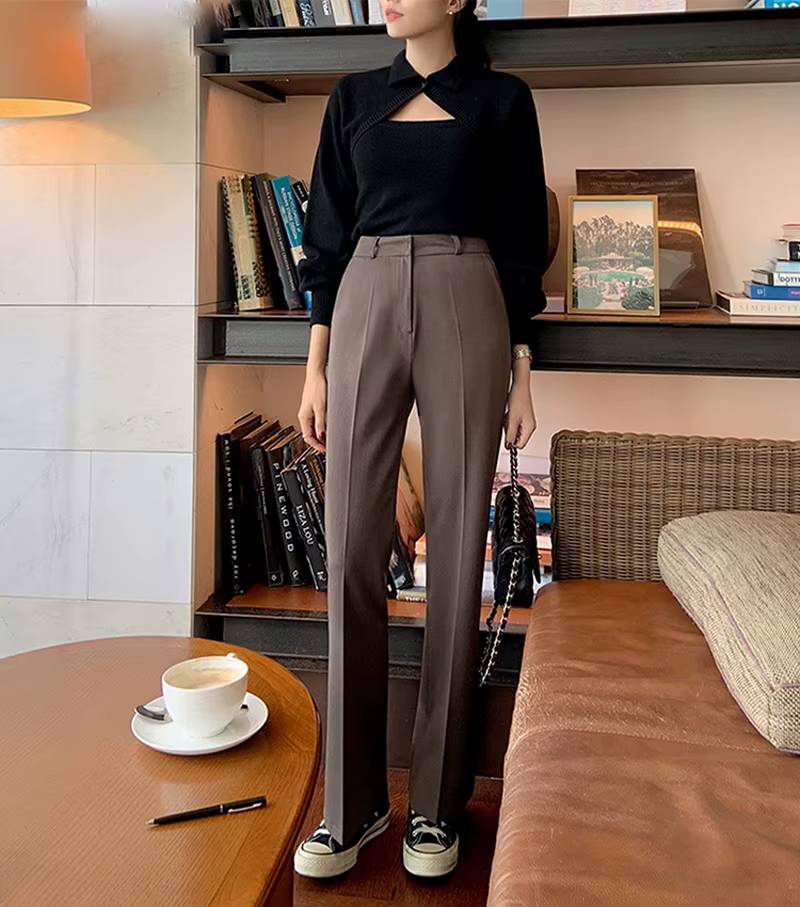 Casual Zipper Fly High Waist Flare With Pockets Wide Leg Pants Mssza