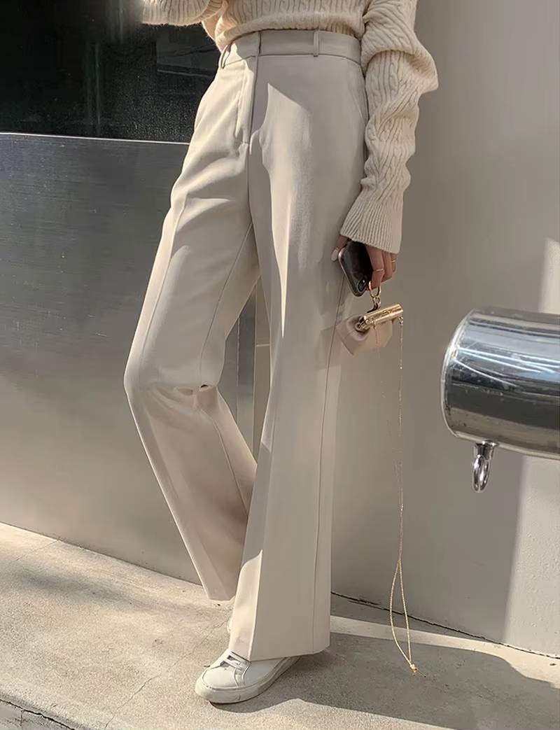 Casual Zipper Fly High Waist Flare With Pockets Wide Leg Pants Mssza