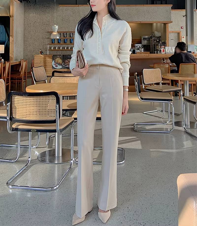 Casual Zipper Fly High Waist Flare With Pockets Wide Leg Pants Mssza