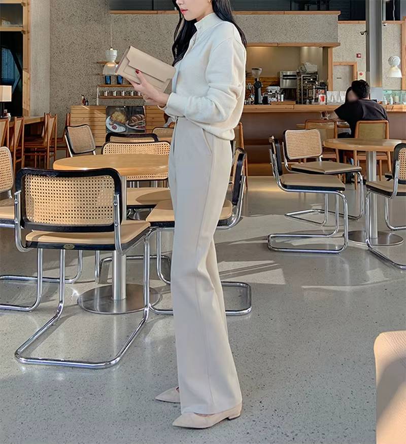 Casual Zipper Fly High Waist Flare With Pockets Wide Leg Pants Mssza