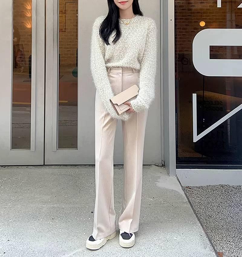 Casual Zipper Fly High Waist Flare With Pockets Wide Leg Pants Mssza