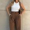 Casual Zipper Fly High Waist With Pockets Cargo Pants Mssza