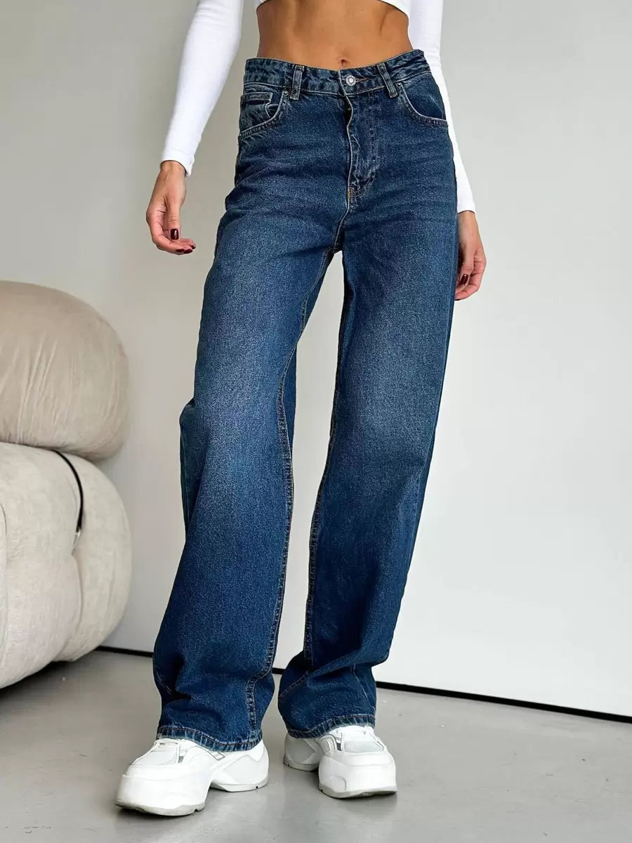 Casual Zipper Fly No Waistline Polyester Street Wear Jeans Mssza