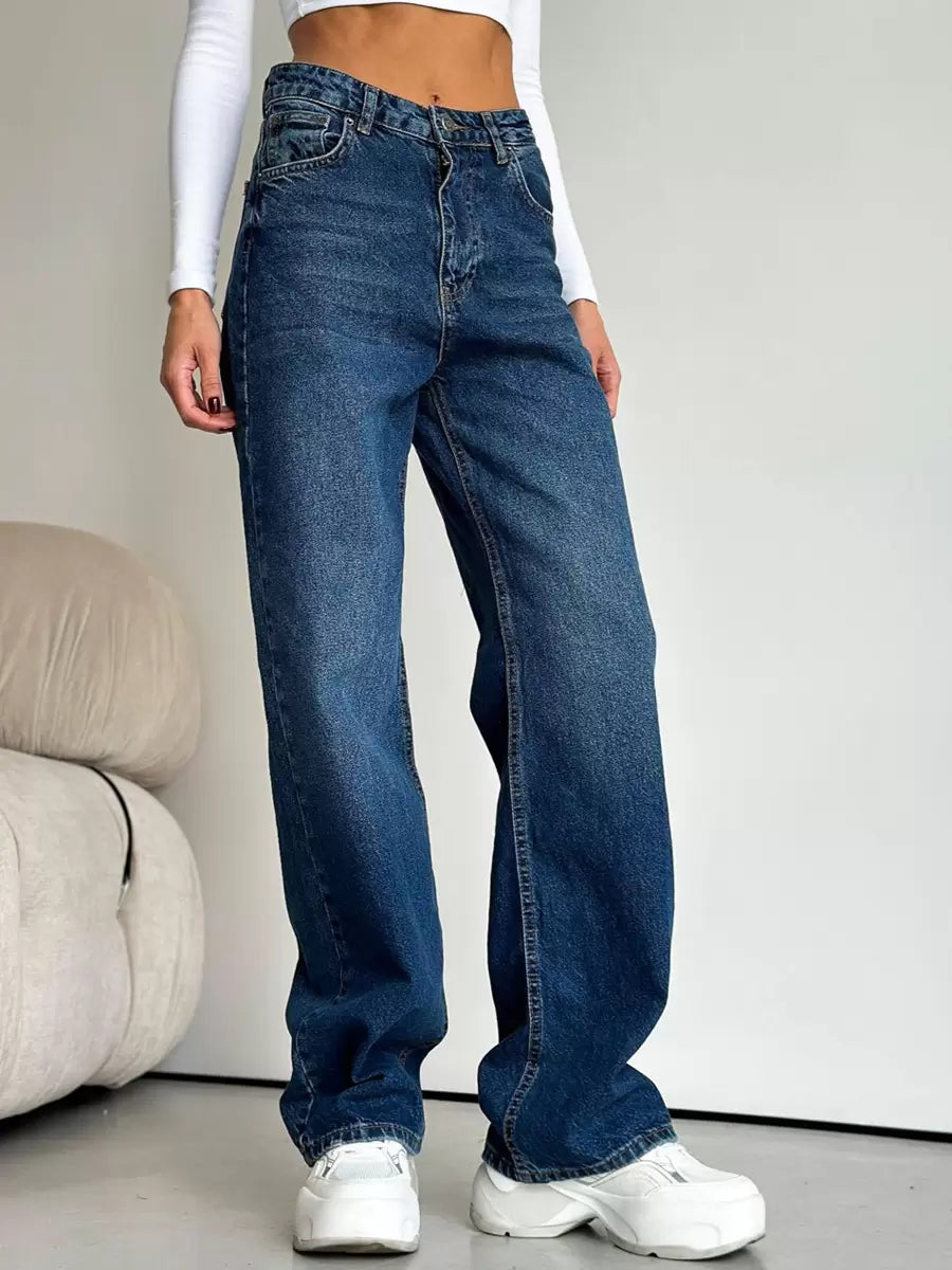 Casual Zipper Fly No Waistline Polyester Street Wear Jeans Mssza