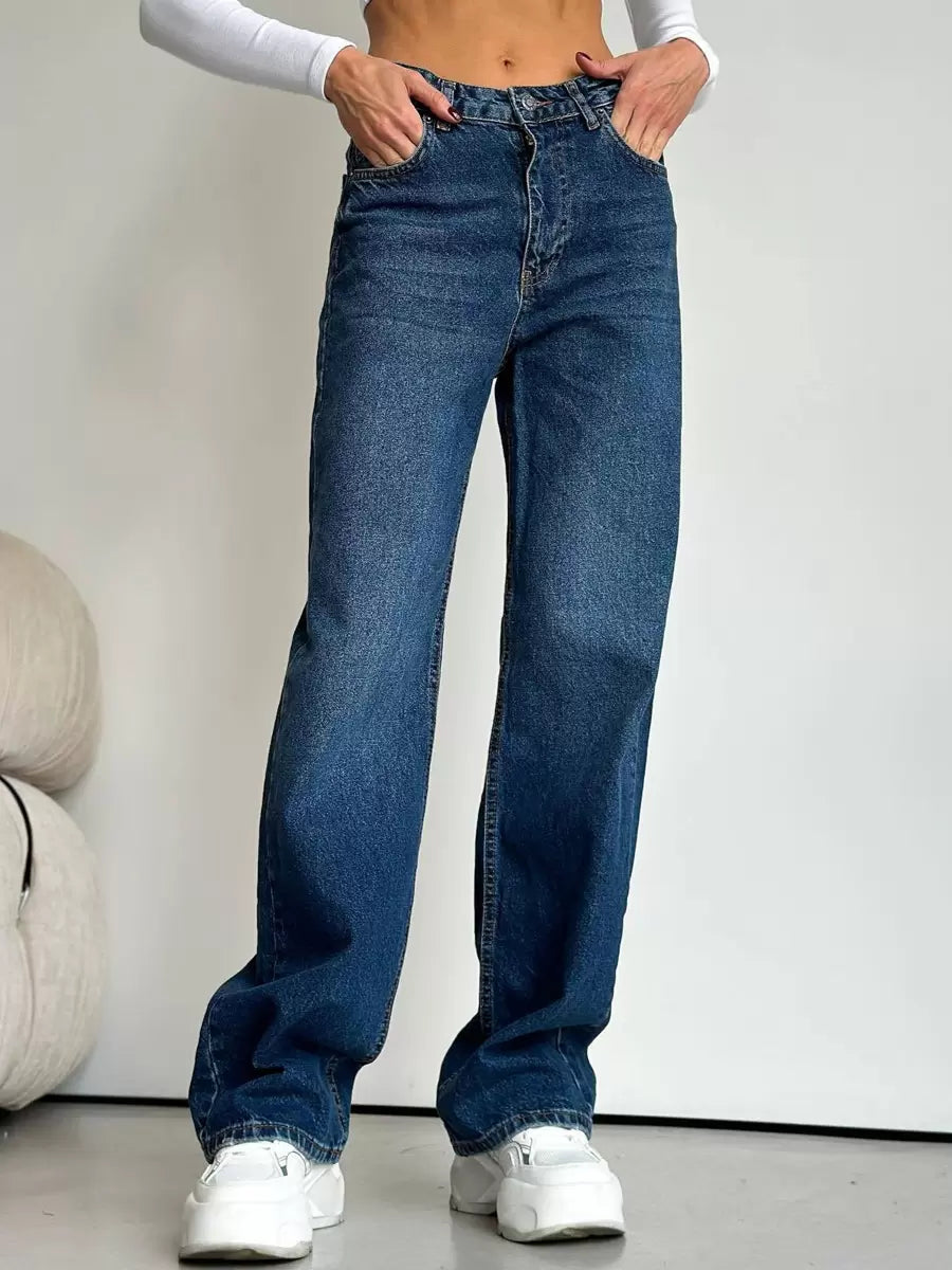 Casual Zipper Fly No Waistline Polyester Street Wear Jeans Mssza