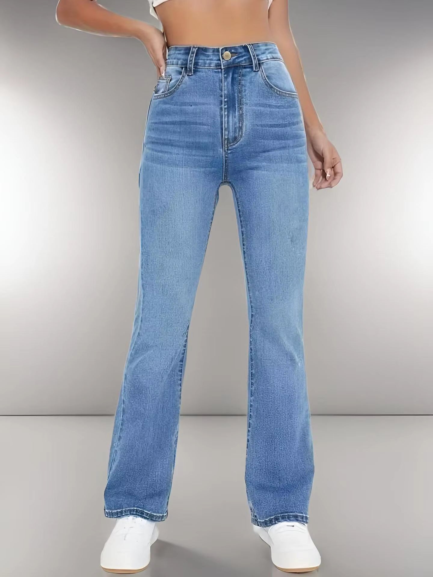 Casual Zipper Fly Versatile High Waist Slimming Loose Straight Jeans Mssza