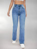 Casual Zipper Fly Versatile High Waist Slimming Loose Straight Jeans Mssza