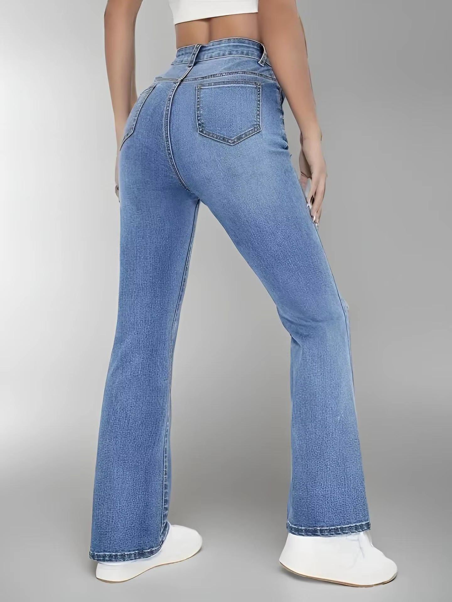 Casual Zipper Fly Versatile High Waist Slimming Loose Straight Jeans Mssza