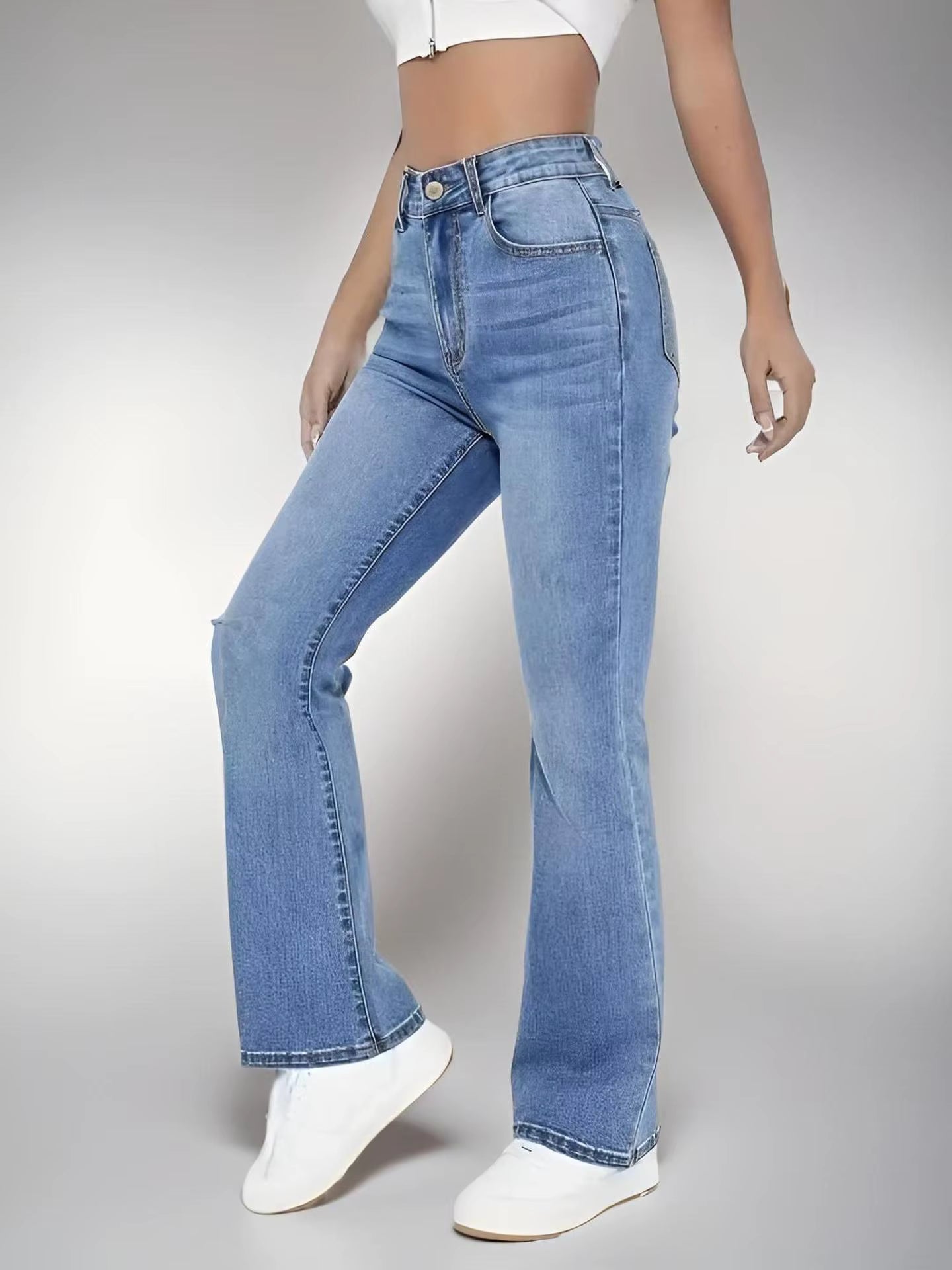 Casual Zipper Fly Versatile High Waist Slimming Loose Straight Jeans Mssza