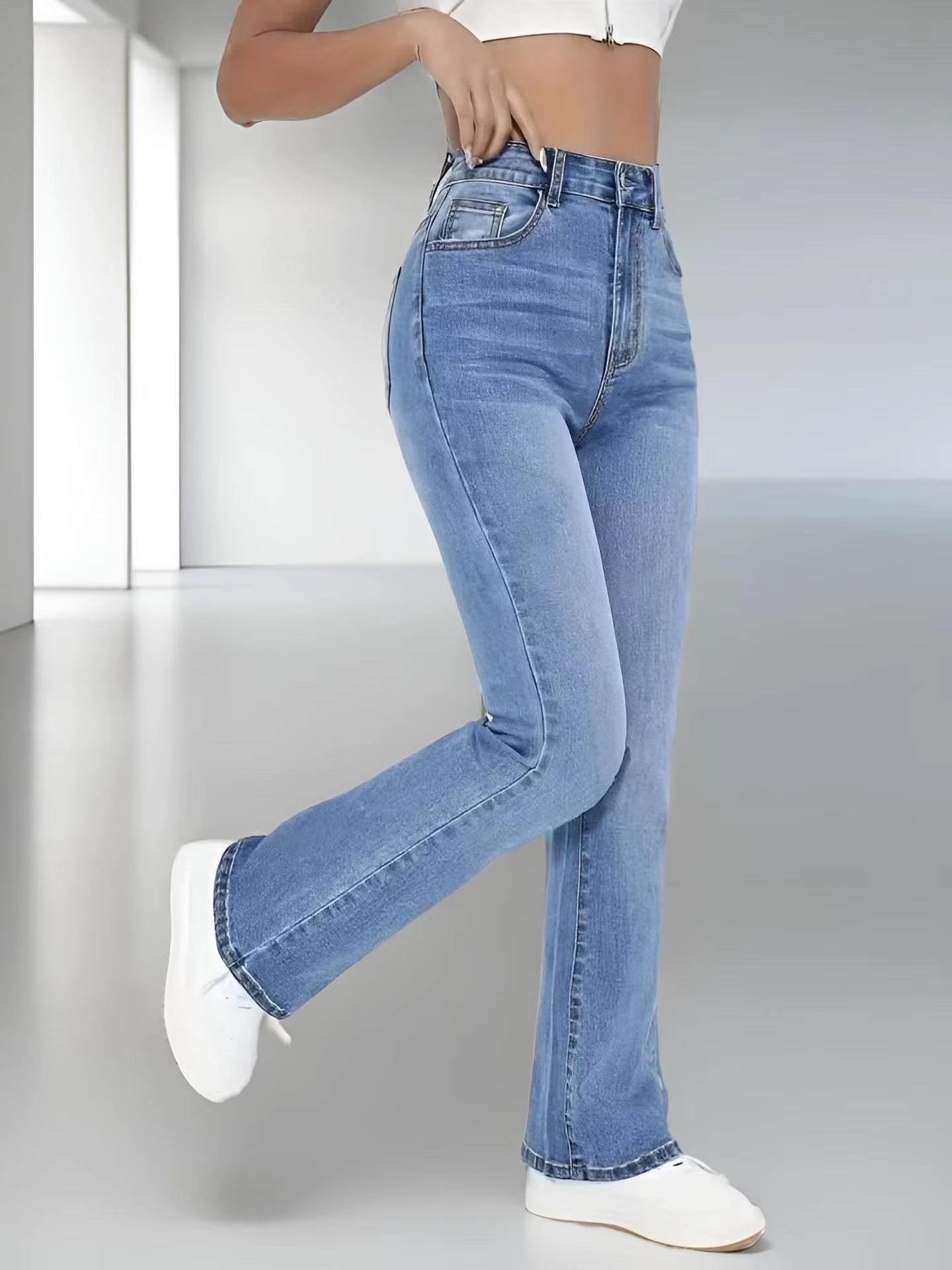 Casual Zipper Fly Versatile High Waist Slimming Loose Straight Jeans Mssza